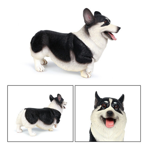Realista Perro Mascota Modelo Negro Corgi Figura Juguete