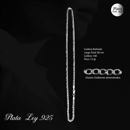 Cadena Dije Plata Fina 925 Gruesa Cubana Barbada Para Hombre 60 Cm De Largo 4 Mm Calibre 100 Collar Ideal Para Regalar En Ocasiones Especiales Como Cumpleaños Momentos Especiales