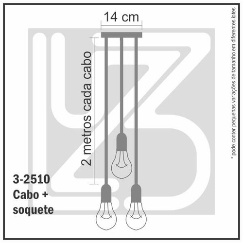 Imagem 5 de 6 de Lustre Aranha Com 3 Pendentes De 2m + Soquetes + Lampadas