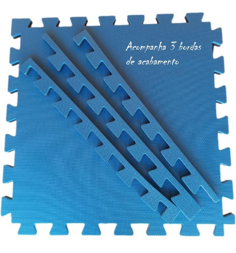 Kit 4 Tatame Tapete Eva 1x1 M 20mm 100x100x2cm Preto E Azul
