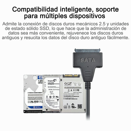 Imagen 6 de 10 de Cable Adaptador Sata A Usb 2.0 Para Disco Duro 2.5 Hdd