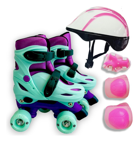 Patines Extensibles Scooter Artistico + Casco + Protecciones