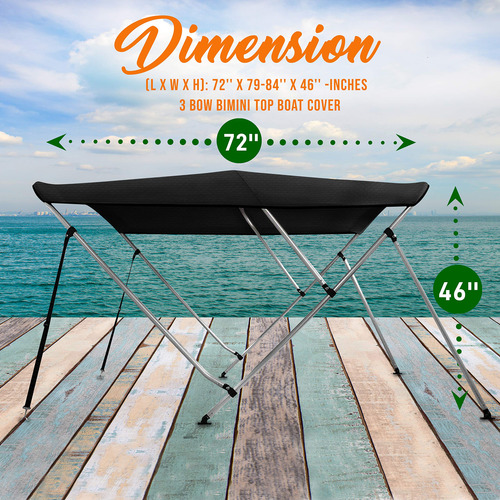 Toldo De Lona Bimini 3 Arcos Para Barco Completo