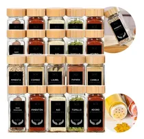 Comprar Set X20 Frascos Especieros Vidrio Tapa Madera Con Etiquetas
