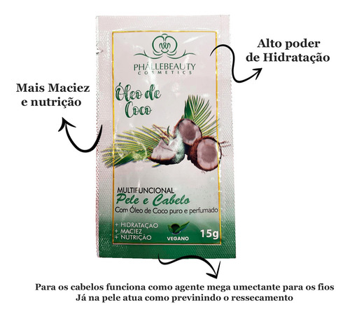 Kit C/6 Saches Óleo De Coco Pele E Cabelo 15g