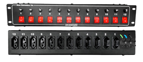 Mesa Controle Chaveadora 12 Tomadas 10a Bivolt Indicador Led Cor Preta 110v/220v