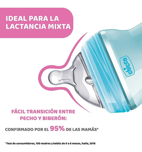Imagen 4 de 7 de Chicco Biberón Naturalfeeling Azul 150 Ml 0m+