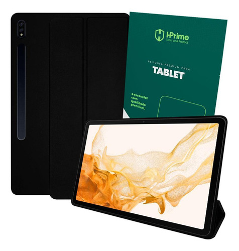 Capa Tab S8 Plus Smart + Pelicula Hprime - Preta