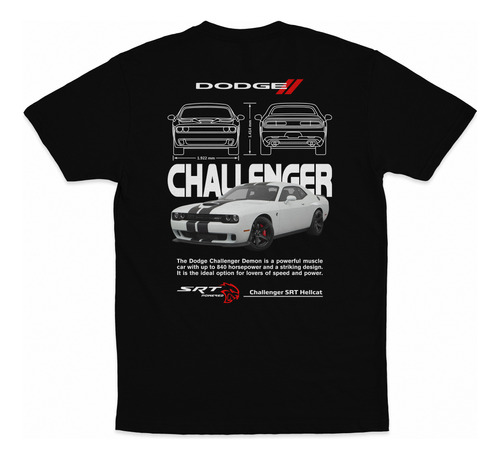 Playera Carro Challenger Srt Hellcat Dodge Fireskull