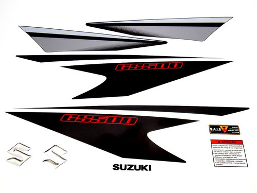 Kit Adesivo Emblema Compatível Com Suzuki Gs500 Preta Gs504 Cor Adesivo Lateral Gs500 Preta