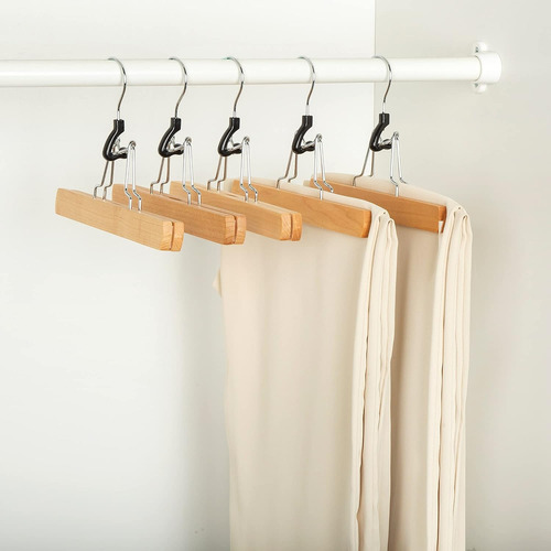 Perchas De Madera Para Pantalones Amazon Basics, Naturales,