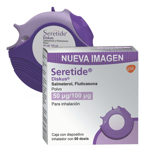Seretide Diskus Polvo Para Inhalación 50 Mcg/100 Mcg, 1 Dispositivo Inhalador 60 Dosis
