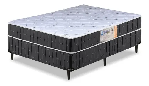 Cama Box Casal Conjugado Granada Umaflex Preto e Branco Flor