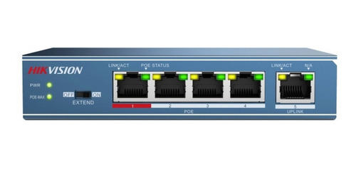 Switch Poe Hikvision 4 Puertos + 1 Uplink 30w Ds-3e0105p-e/m
