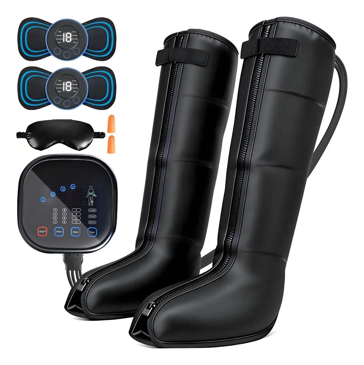 Botas de Presoterapia Mubooter para Piernas con 4 Modos y 8 Niveles de Presión