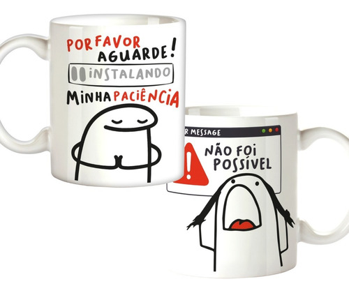 Caneca Xicara Meme Flork Zoeira Boneco Instalando Paciência