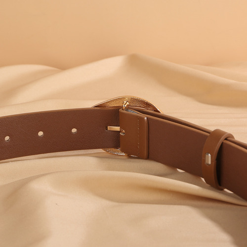 Cinturón Ancho De Cuero Pu A La Moda Para Mujer Con Pin Geom