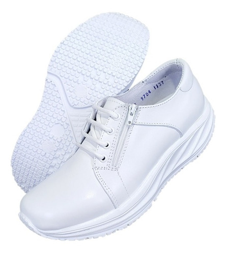 Zapatos Blanco Piel Antifatiga 9704 Enfermera,dentista,chef