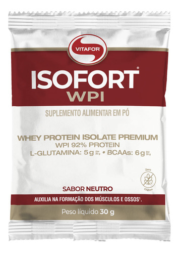 Isofort Whey Isolado Vitafor Sachê Unitário 30g Neutro