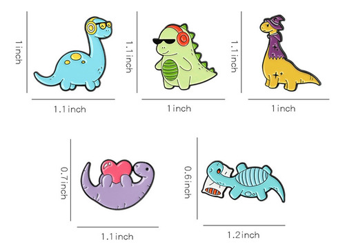 5 Bonitos Juegos De Pines De Solapa De Dinosaurio, Broches