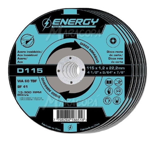 Discode corte Energy D115 115mm x  1.2mm color celeste/negro