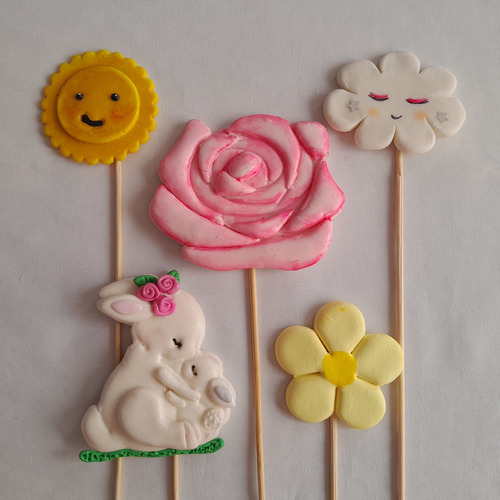 Adorno Torta Topper Porcelana F Madres Dulce Espera Mujer X4 Rosa Mamá - Dulce Espera - Mujer