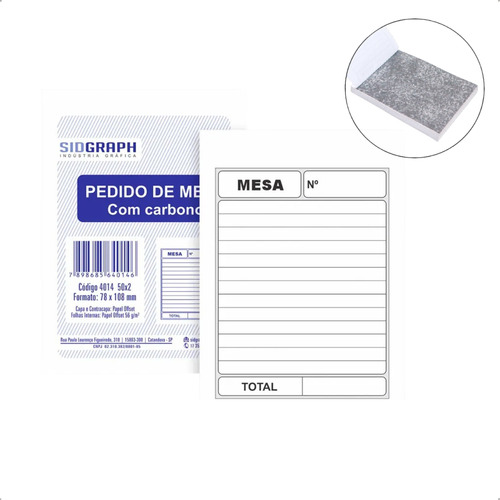 20 Blocos Comanda Pedido De Mesa C/ Carbono 2 Vias Sidgraph