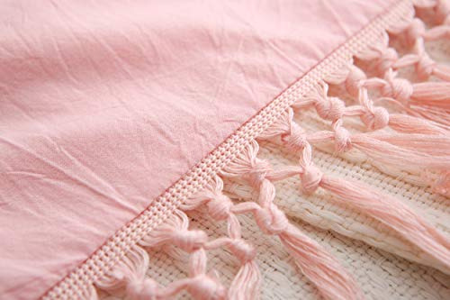 Fundas De Almohada Rosadas Con Borlas, Fundas De Almohada Bo