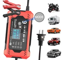 Comprar Cargador de baterías de 12 V y 6 A con pantalla digital y varios modos con protección de circuito, para motocicletas y coches ligeros, protección contra incendios, descargas eléctricas, cortocircuitos