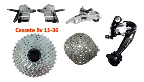 Imagem 1 de 6 de Kit Grupo Transmissão Gta 9v / 27v Bike Tipo Shimano Vfire