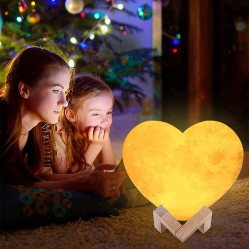 Lámpara Con Forma De Corazón Y Luna, Luz Nocturna Led Con Es