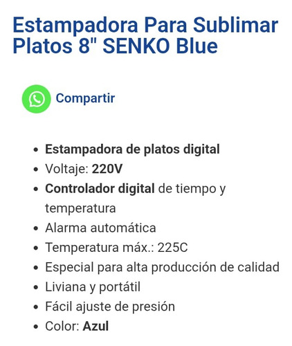Senko Combo De Sublimacion: Plana, Gorra, Taza, Platos (Usado)