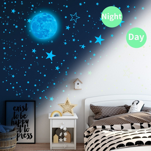 Estrella Floreciente Pared Techo Brilla Meteoro Luna Oscura