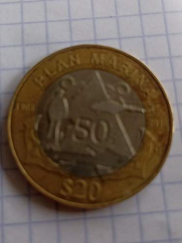 Moneda De 20 Pesos Conmemorativa 50 Años Plan Marina 1966