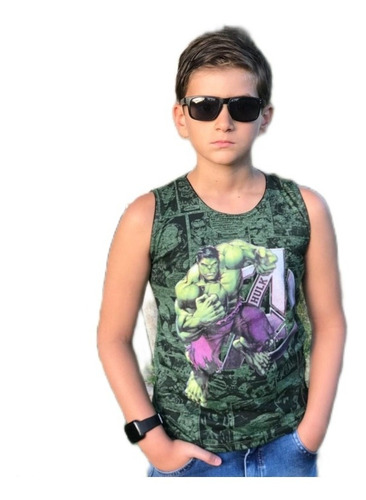 Imagem 10 de 10 de 1 Camiseta Verão Regata Infantil Personagens Heróis