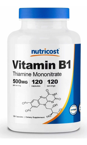 Vitamina B1 500mg (120 Cápsulas) Mononitrato Nutricost