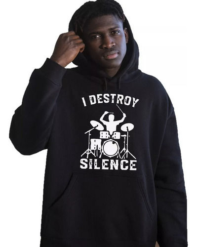 Buzo Canguro Bateria I Destroy Silence - Hoodie Infantil