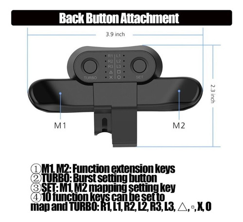 Botón Trasero De Mando Extendido Con Turbo Para Ps4
