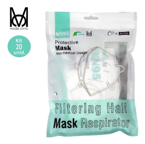 Máscara Kn95 - 5 Camadas De Proteção - Branca - Kit 20 Un