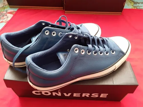 Converse piel cheap azul marino