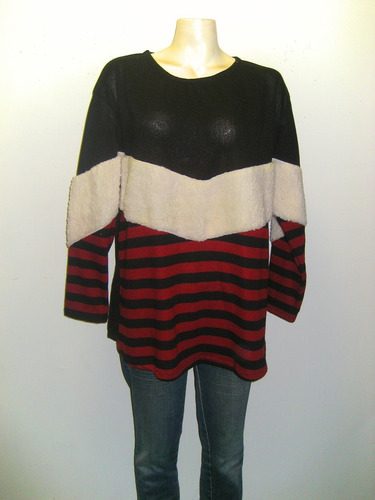 Sweater De Lanilla Con Pelo Combinado Talles Grandes