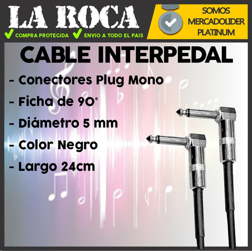 Imagen 4 de 9 de Cable Interpedal Plug L Ficha Metalica 24cm Pedales Cuo