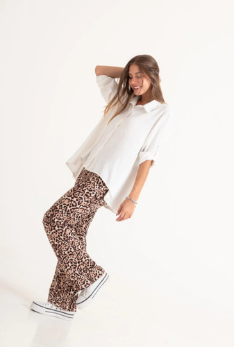 Camisa Rebecca Oversize Creppe Liso Con Presillas