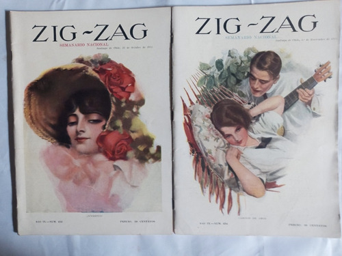 Revistas Zigzag # 453 Y 454.octubre/noviembre 1913.pack 2 