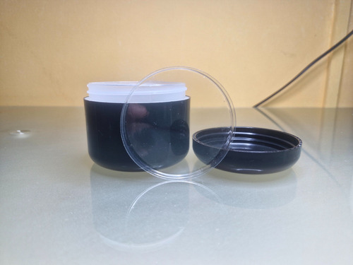 10 Pzs Tarro Negro De Plastico 250 Ml (con Tapa Y Liner)