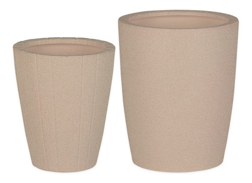 Jogo De Vaso 2 Tamanhos Polietileno Plantas Flores Cd60 Cor Areia Rose