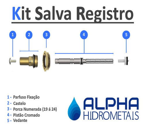 Kit Reparo Salva Registro Pressão Chuveiro Universal Metal Acabamento Cromado Cor Prateado