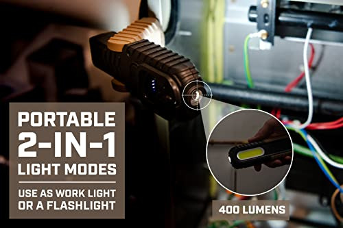 Luz De Trabajo Led Recargable 2 En 1, 150-400 Lmenes, Imperm