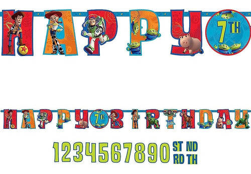 Amscan Toy Story Letter Banner 10 Ft., Multi Color, 10feet X