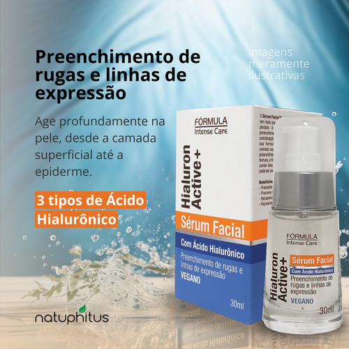 Sérum Facial Hialuron Active+ 30ml - Fórmula Intense Care